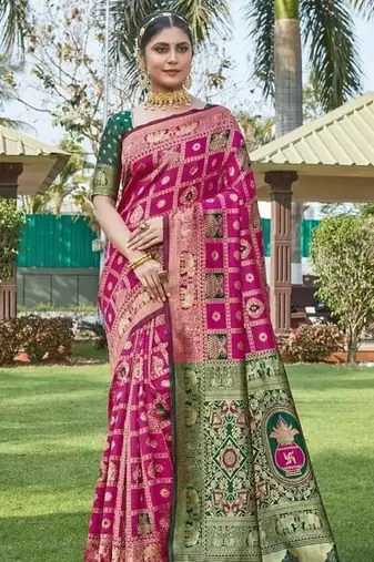 Multicolor silk blend saree with blouse
