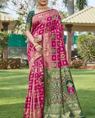 Multicolor silk blend saree with blouse 2