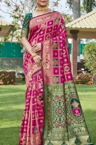 Multicolor silk blend saree with blouse