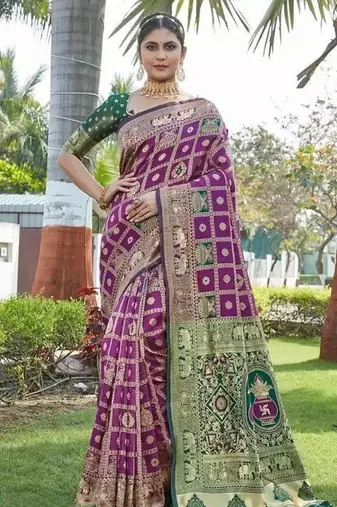 Multicolor silk blend saree with blouse