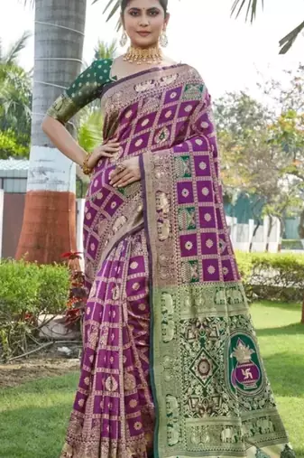 Multicolor silk blend saree with blouse