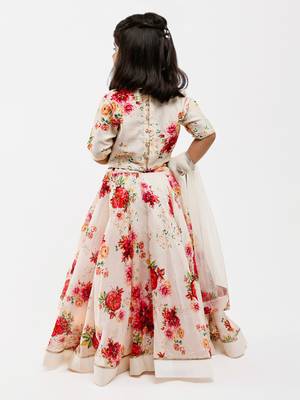 White floral printed chanderi lehenga 5