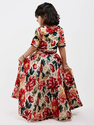 Multicolor floral printed chanderi lehenga 2
