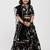 Black floral printed chanderi lehenga