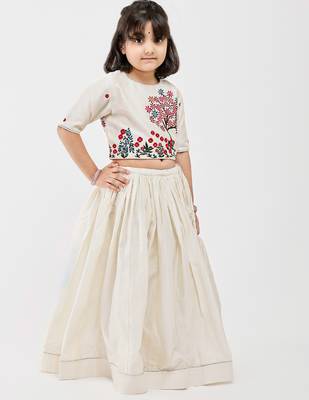 White animal printed chanderi lehenga 2