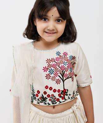 White animal printed chanderi lehenga 4