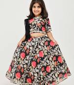 Multicolor floral printed chanderi lehenga
