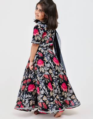 Multicolor floral printed chanderi lehenga 3