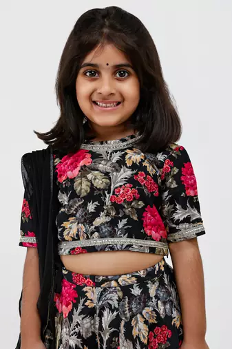 Multicolor floral printed chanderi lehenga