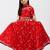 Red animal printed chanderi lehenga