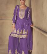 Violet real chinon digital print Palazzo suit