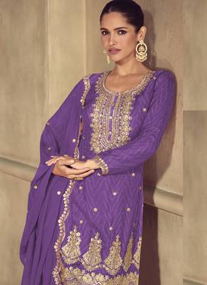 Violet real chinon digital print Palazzo suit 2