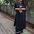 Black Embroidered South Cotton Kurta and Pant Set