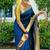 Blue color silk blend saree with blouse