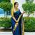 Blue color silk blend saree with blouse