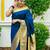 Blue color silk blend saree with blouse