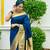 Blue color silk blend saree with blouse