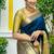 Blue color silk blend saree with blouse