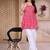 Stylish pink bandhani printed delta silk sleeveless top for women