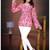 Vibrant pink printed cotton blend v-neck full sleeve top for women