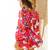 Bold bloom floral printed midi dress in pink – heavy crepe, full sleeves, v-neck
