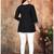 Stylish black printed rayon v-neck 3/4 sleeve top for women