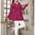 Pink printed v-neck long sleeve top in delta silk     elegant everyday wear