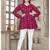 Pink printed v-neck long sleeve top in delta silk     elegant everyday wear