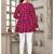 Pink printed v-neck long sleeve top in delta silk     elegant everyday wear