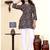 Stylish navy blue printed cotton blend round neck 3/4 sleeve top for women