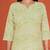 Chic light green printed cotton blend round neck 3/4 sleeve top for women