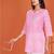 Trendy pink printed cotton blend round neck 3/4 sleeve top for women