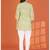 Chic light green printed cotton blend round neck 3/4 sleeve top for women
