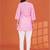 Trendy pink printed cotton blend round neck 3/4 sleeve top for women
