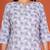 Stylish grey printed cotton blend round neck 3/4 sleeve top for women