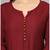 Maroon solid roman silk regular top with 3/4 sleeves