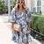 Blue floral puff sleeve fit & flare mini dress with square neck