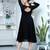 Black fit & flare georgette high-low dress with sheer sleeves