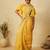 Yellow Sequin Thread Embroidered Crunchy silk blend Saree 