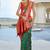 Green banarasi silk blend jacquard woven saree with blouse