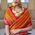 Orange banarasi silk blend jacquard woven saree with blouse