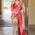 Grey banarasi silk blend jacquard woven saree with blouse
