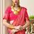 Grey banarasi silk blend jacquard woven saree with blouse