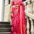 Rani pink banarasi silk blend jacquard woven saree with blouse