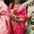 Rani pink banarasi silk blend jacquard woven saree with blouse