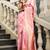 Pink banarasi silk blend jacquard woven saree with blouse