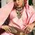 Pink banarasi silk blend jacquard woven saree with blouse