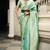 Sea green banarasi silk blend jacquard woven saree with blouse