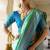 Rama green banarasi silk blend jacquard woven saree with blouse