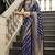 Navy blue banarasi silk blend jacquard woven saree with blouse